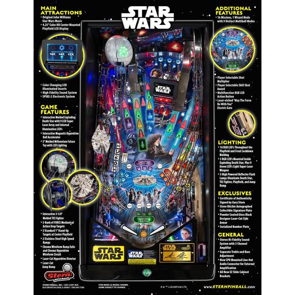 Star Wars Limited Edition Pinball FLYER Original NOS Space Age Sci Fi Art - Picture 2 of 4